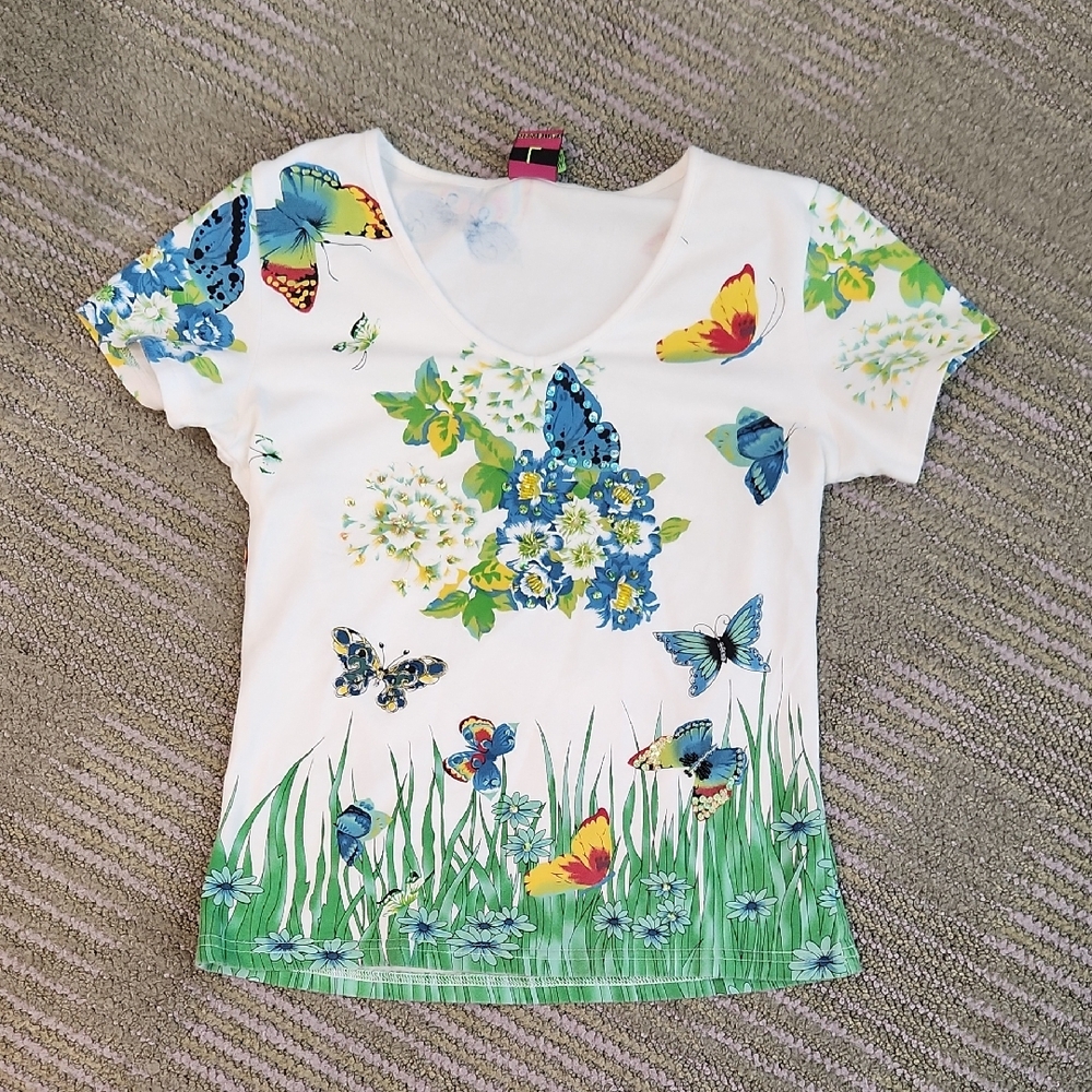 Save The Queen Butterfly T Shirt Size Large